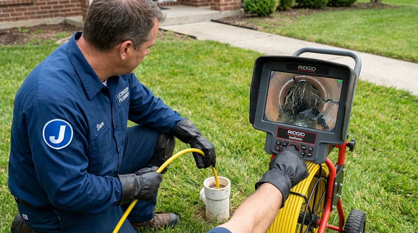 Sewer camera inspection being performed by Johns Plumbing LLC in Exmore