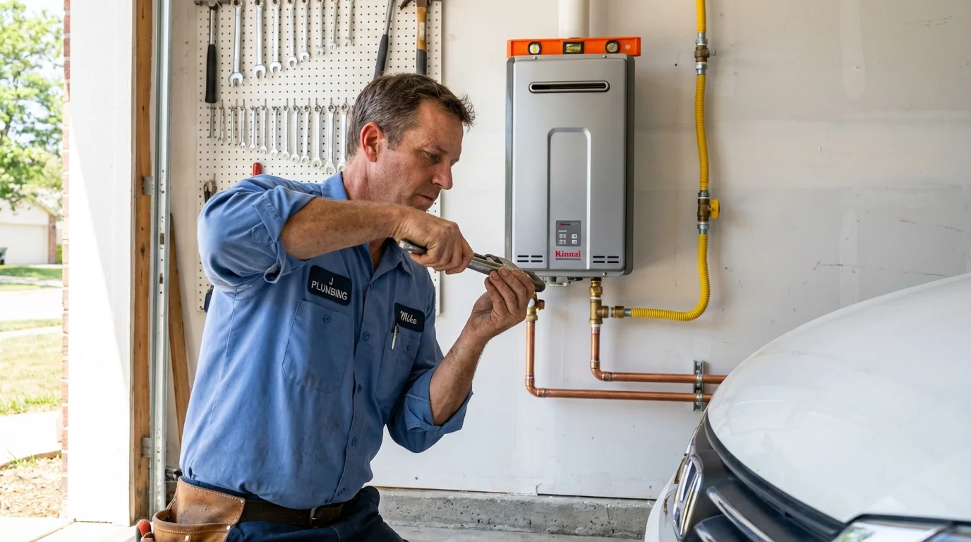 Tankless water heater installation by a Johns Plumbing LLC plumber in Exmore